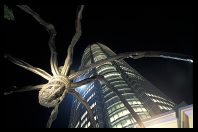  Night view of the giant spider illuminated in front of Mori Tower, Roppongi Hills, Tokyo, Japan